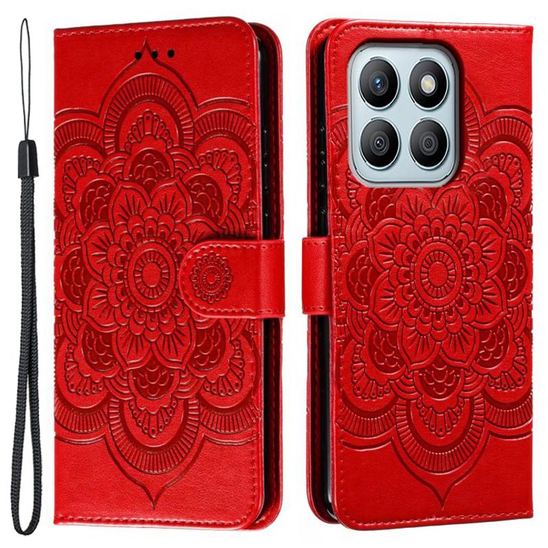 For Honor X8b 4G Case PU Leather Mandala Imprinted Design Wallet Phone Cover