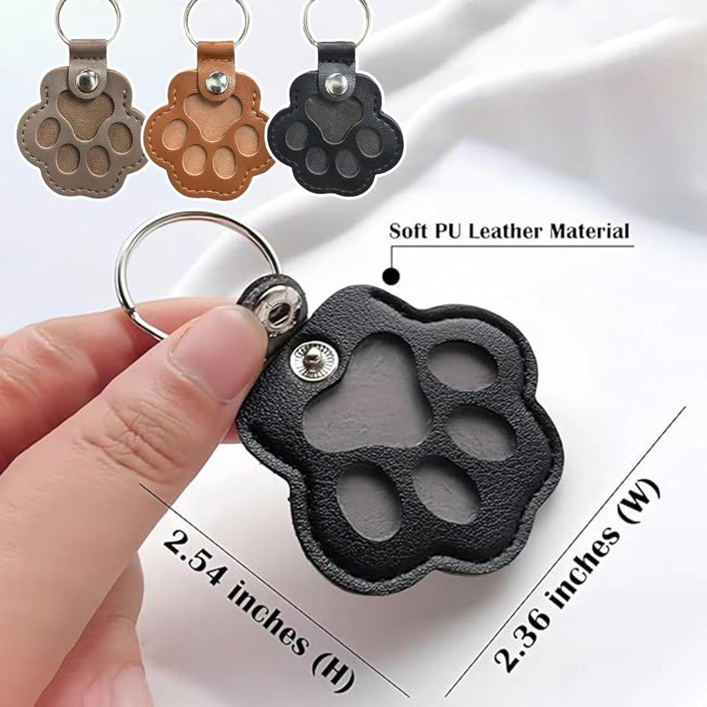 3 Pcs Cat/Dog Fur Storage Keychain, Cute Leather Paw Keychain Pet Hair Keepsake Keyring, Unique Memorial Collection Key Chain, Pet Memorial Gifts