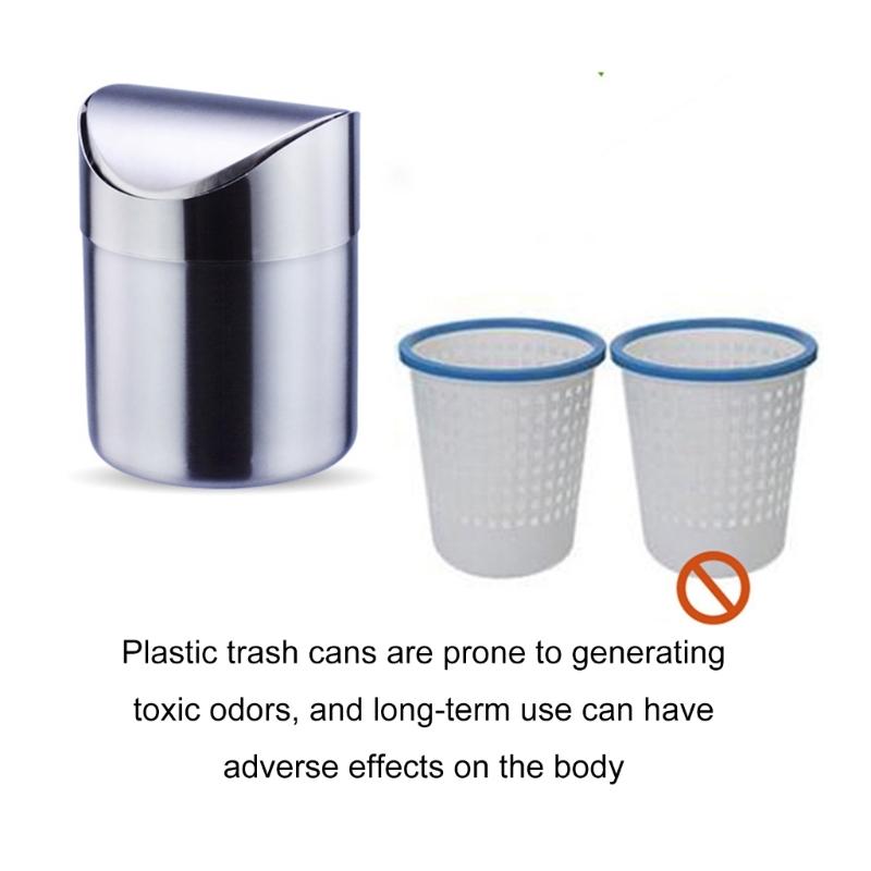 Modern Miniature Metal Desk Garbage Can Space Saving Design Nonslip Base Odor Control Waste Trash Bin For Workstations