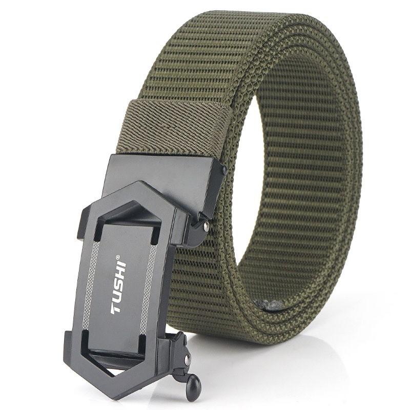 2020 Toothless Hollow Automatic Buckle Belt Outdoor Casual Nylon Youth Men's Pants