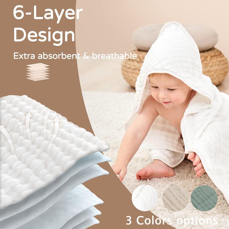 2 Stück Baby Badetücher mit Kapuze 35*35 Zoll 100% Musselin Baumwolle Neugeborenen Kapuzenhandtuch mit Kapuze für Babys, Säuglinge, Kleinkinder und Kinder