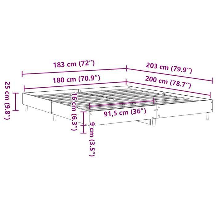 VidaXL Cadre de lit sans matelas chêne sonoma 180x200 cm, meuble de chambre à coucher, sommier, lit double, lit, châlit, lit 3329023
