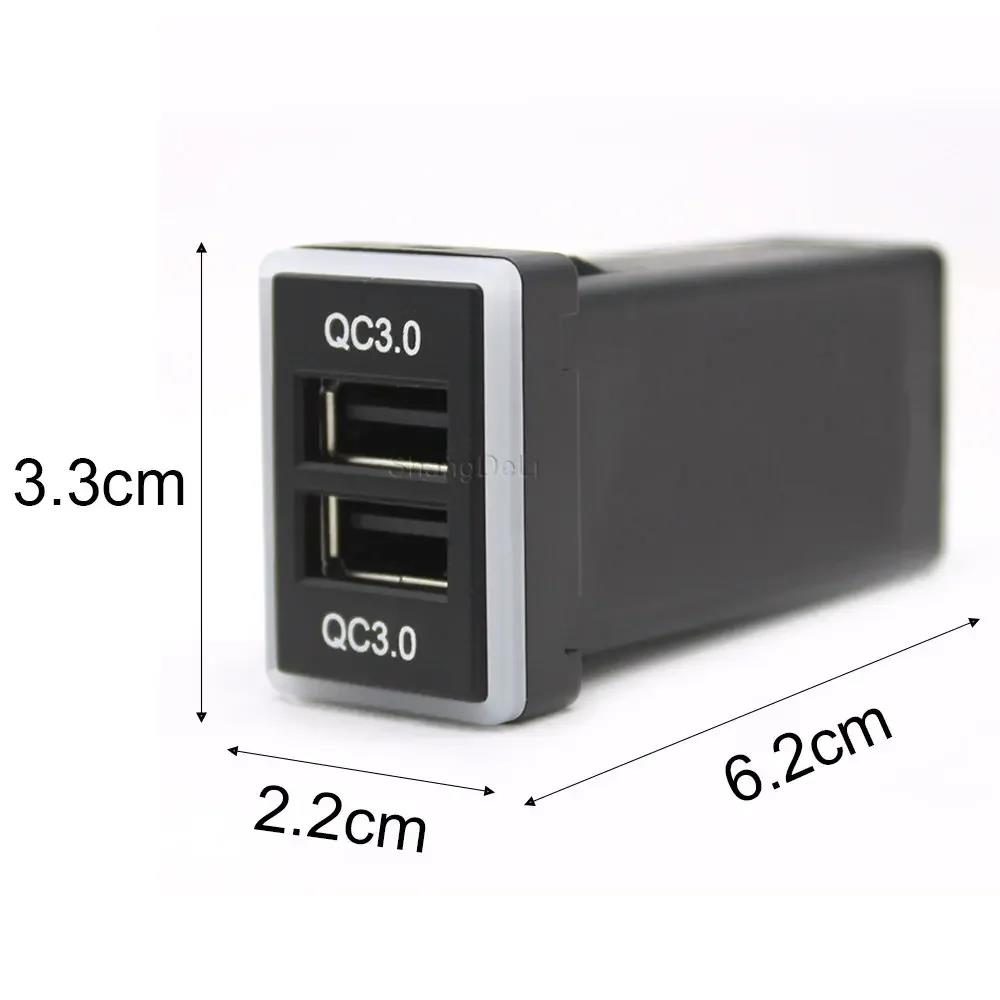 Blue LED Light Quick Charge Dual QC3.0 USB Socket Car Charger Power Adapter for camry corolla rav4 hilux accessories