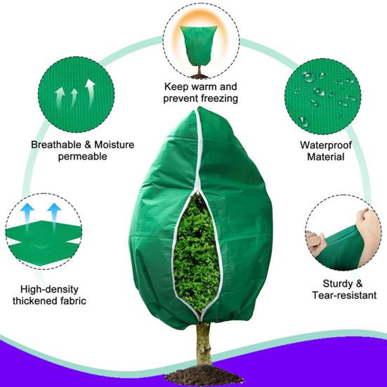 Yousheng Pflanzenschutzhülle mit Kordelzug und Reißverschluss, wiederverwendbares Vliesstoff, Winter, Außenbereich, Garten, Baum, Sträucher, Topfpflanzen, Frostschutzsack