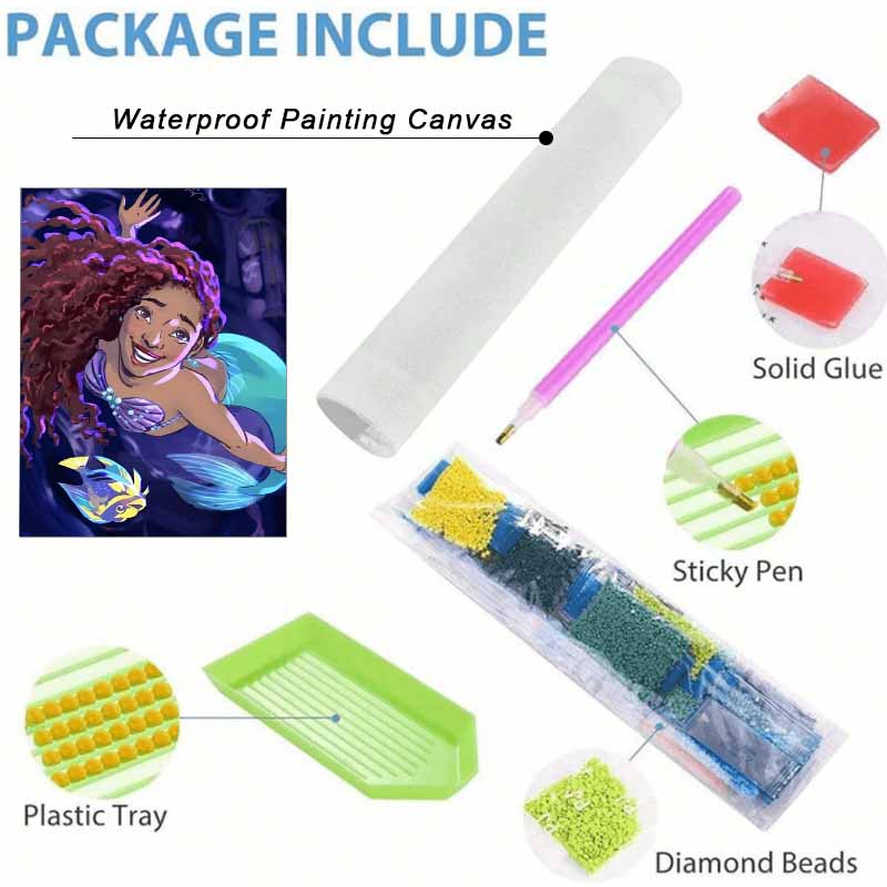 Disney Diamond Painting 5D DIY Ariel Diamond Painting Art Diamond Painting Kit Adult/Beginner Gift Idea Creative Home Decor