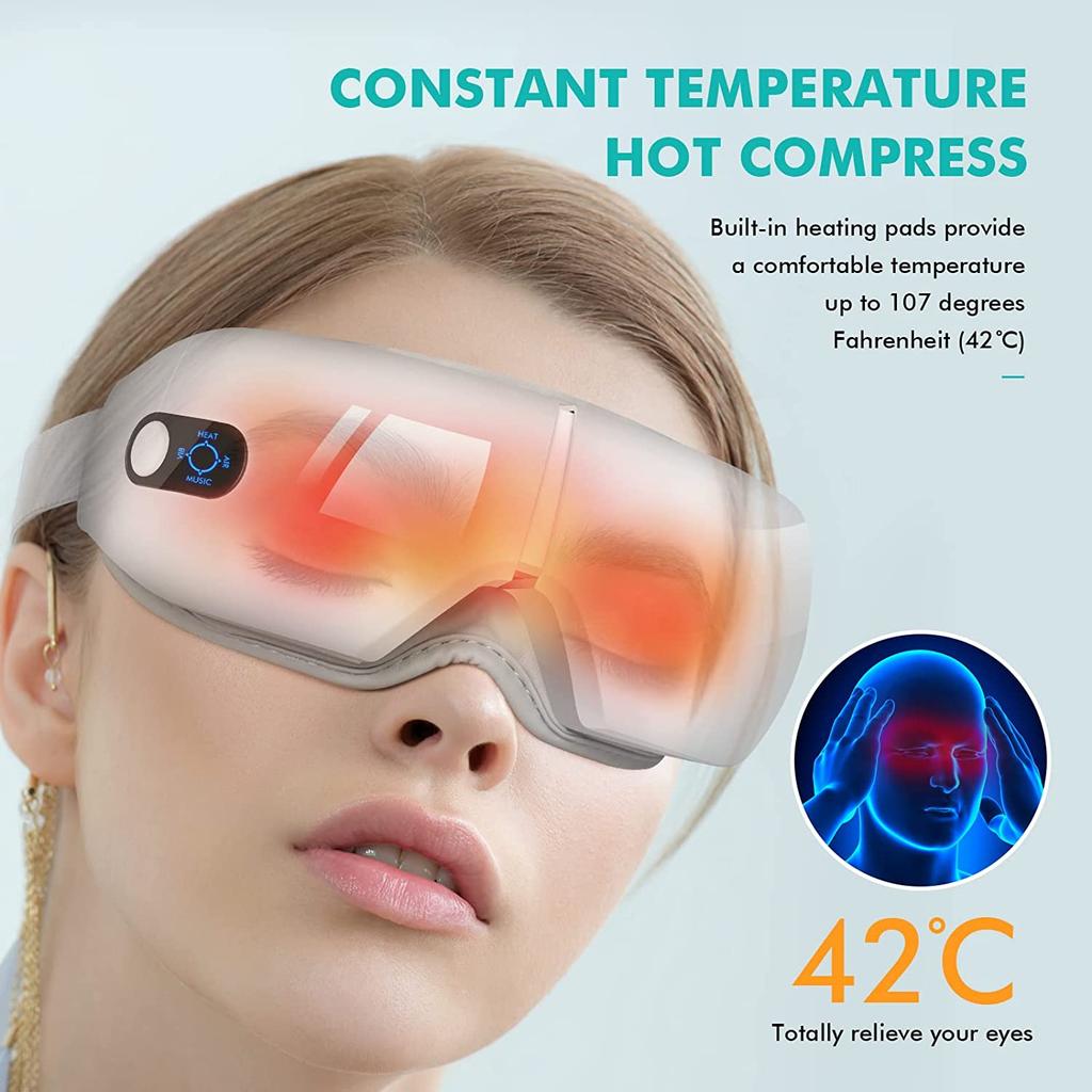 Multifunctional Eye Massager Portable Hot Compress Bluetooth Music Eye Massager Vibration Air Pressure Massage with Digital Display Relieve Fatigue