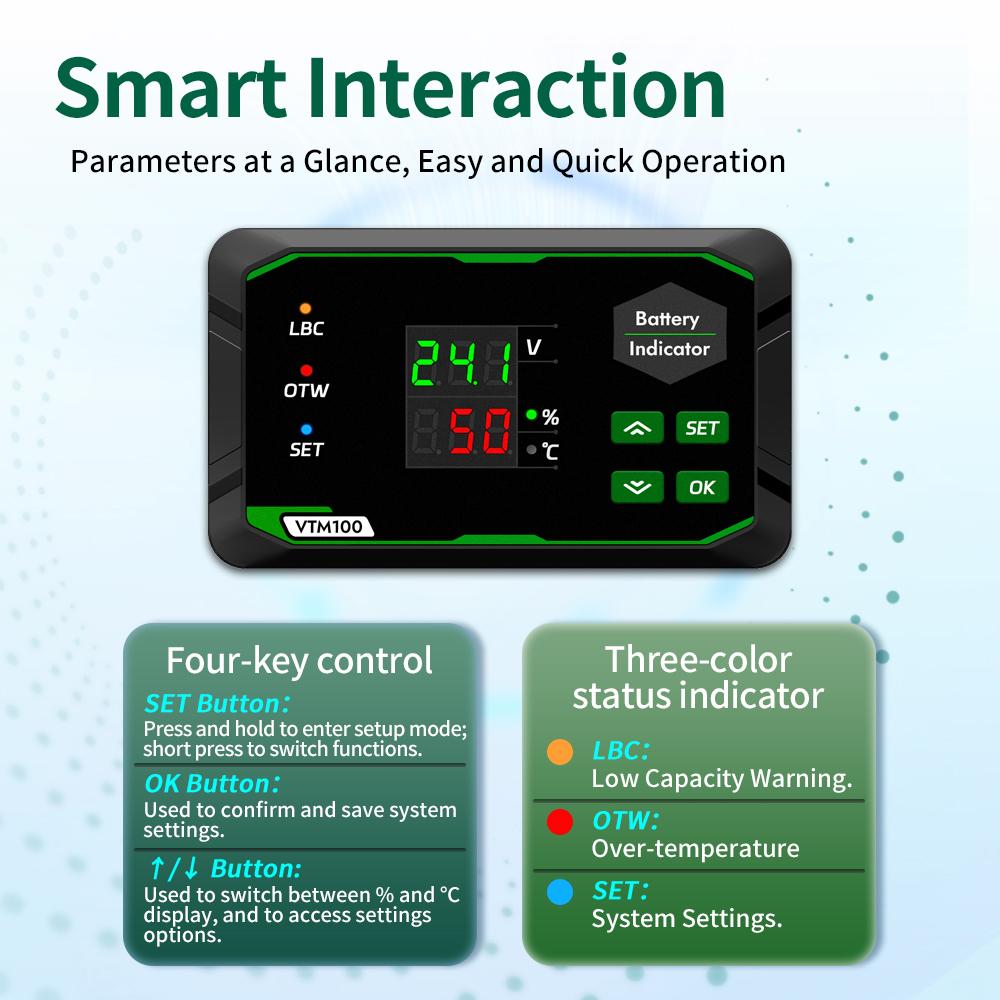 VTM100 Lithium Batterie Tester Messgerät Digitaler Spannungs-Kapazitäts-Indikator für Säure/Ternäres Lithium/Eisenphosphat-Batterie DC 7-100V