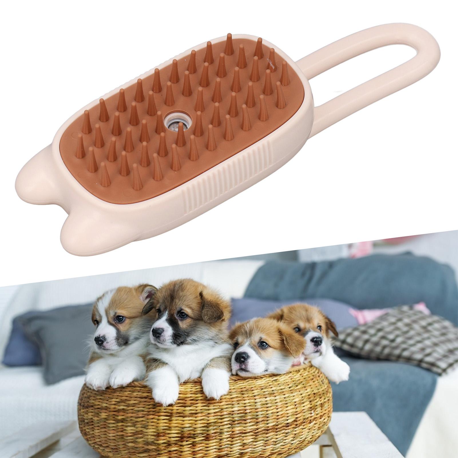 Pet Steam Brush Rechargeable Grooming Massage Cat Dog Water Brush with Handle for Shedding Bathing Beige