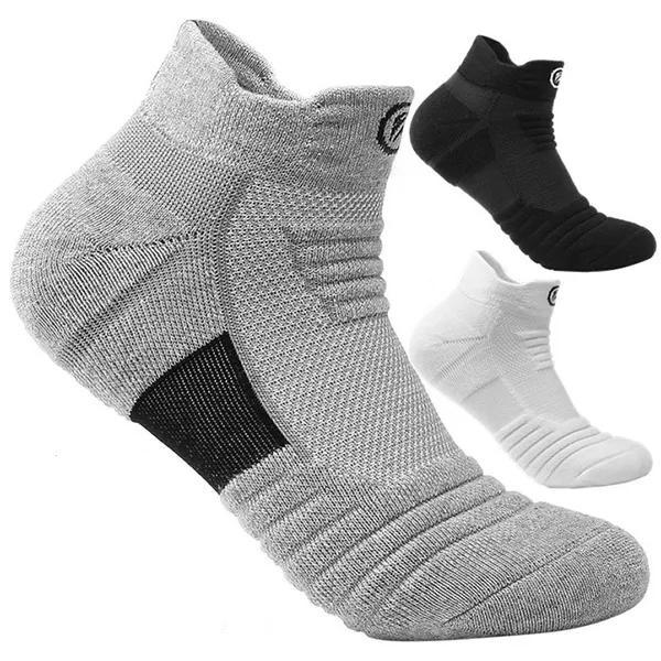 

Men Thick Towel Bottom Breathable Sweat-absorbent Outdoor Sports Running Socks Elite Basketball Sports Socks Grey