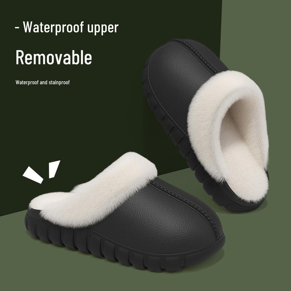Vodotěsné pantofle EVA s podšívkou ze sametu - Teplé bavlněné boty s uzavřenou patou pro podzim a zimu, Silná podrážka, Ideální pro těhotenství a ženy