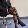 Nuovi Sexy Calze Nere a Righe Verticali Elasticizzate Coscia Alta Per Donna Estate Sottili Traspiranti Calze Sopra il Ginocchio Collant Trasparenti
