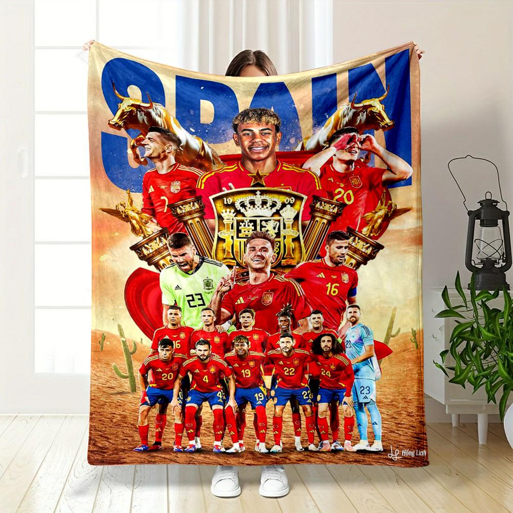Soccer Star Red Designed Flannel blanket for bedroom, living room, sofa, and nap