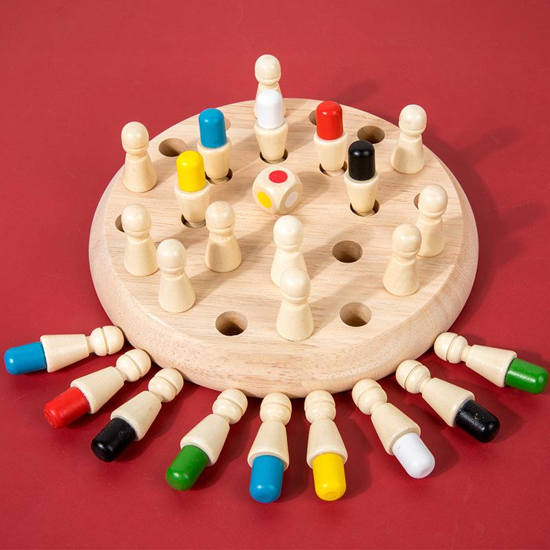 Wooden Color Memory Chessboard: Parent-Child Tabletop Game for Concentration and Puzzle Thinking