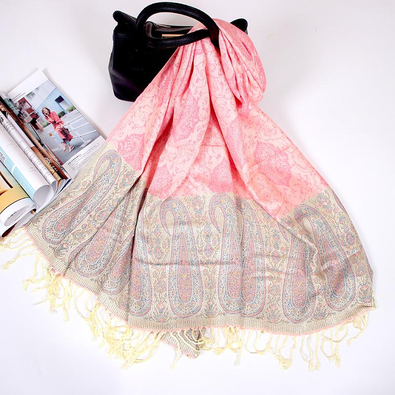 Ethnic Style Cashew Scarf Air Conditioner Large Shawl Scarf Dual-Purpose Jacquard Fringed Spring And Summer Long Cotton Scarf Women