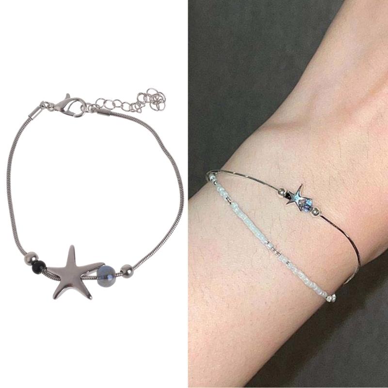Blue Star Bracelets Simple and Elegant Alloy Star Wristband Minimalist and Chic Star Charm Handchain Fashion Jewelry