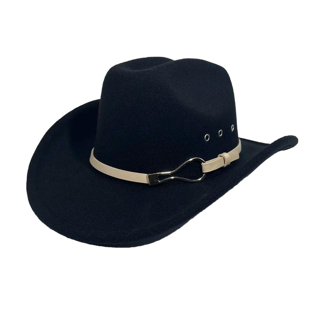 Popular Western Cowboy Hat Men And Women Versatile Jazz Hat Retro Felt Hat European And American Warped Top Hat
