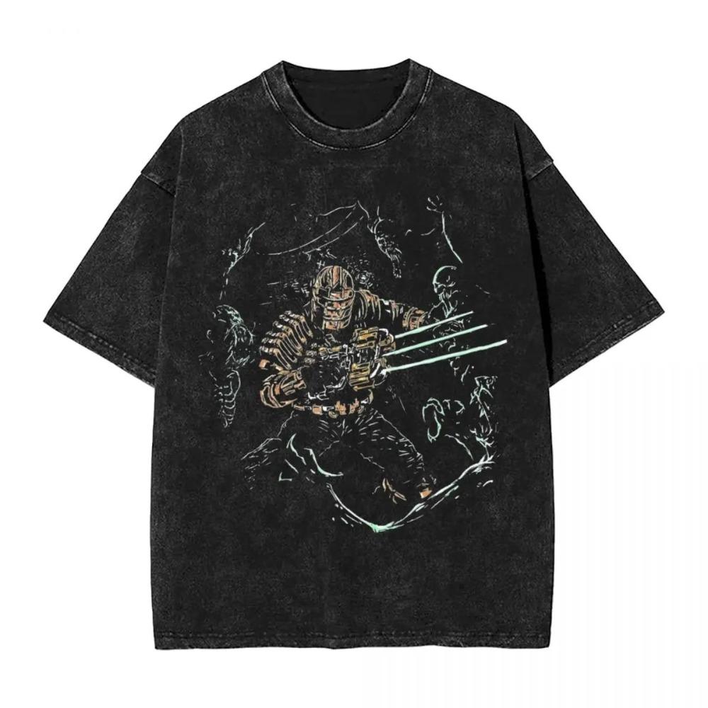 Resident Evil 4 Leon & Ashley Protective Scene Vintage Washed Game T-Shirt, Unisex Survival Horror Game Fan Streetwear Tee, 100% Cotton Casual