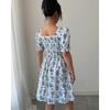 Square Collar Summer Puff Short Sleeve Floral Dress Fashion Elegant Slim Fit A-line Party Short Dress Female Casual Sweet Holiday Clothing