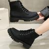 Fashion British Style Plus Size 35-43 Platform Boots Women Spring Autumn Zipper Up High Top Ankle Boots for Woman Solid Color Botas Lady
