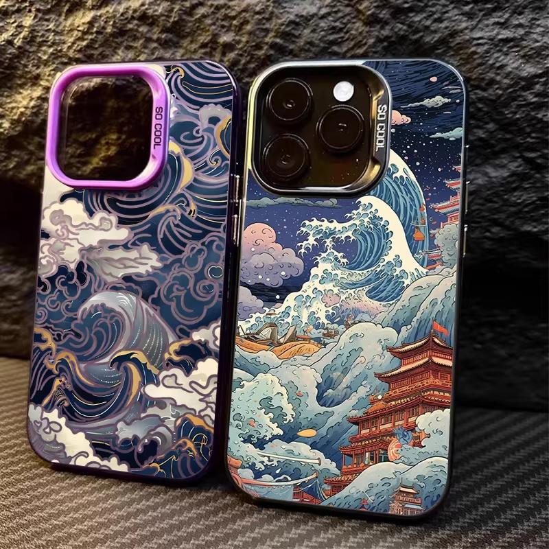 Ukiyo-e Ocean Waves Creative Phone Case For iPhone 17 Air 16 e 15 14 13 12 11 Pro Max Plus Mini SE 2020 2022 Back Cover Fundas