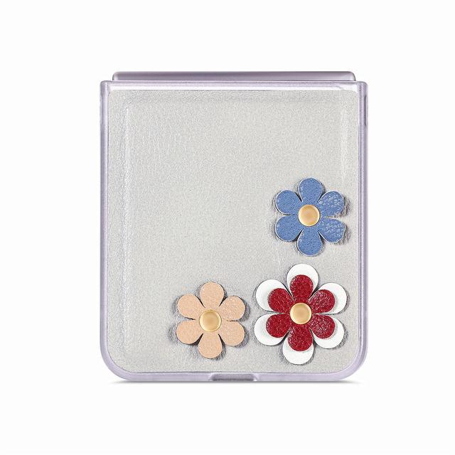 

Нескользящий кожаный чехол с цветочным рисунком и защитой от царапин для Samsung Galaxy Z Flip4 5g Flip 4 Zflip4, защитный чехол от падения для Samsung Flip4 for Samsung Z Flip 4 серый