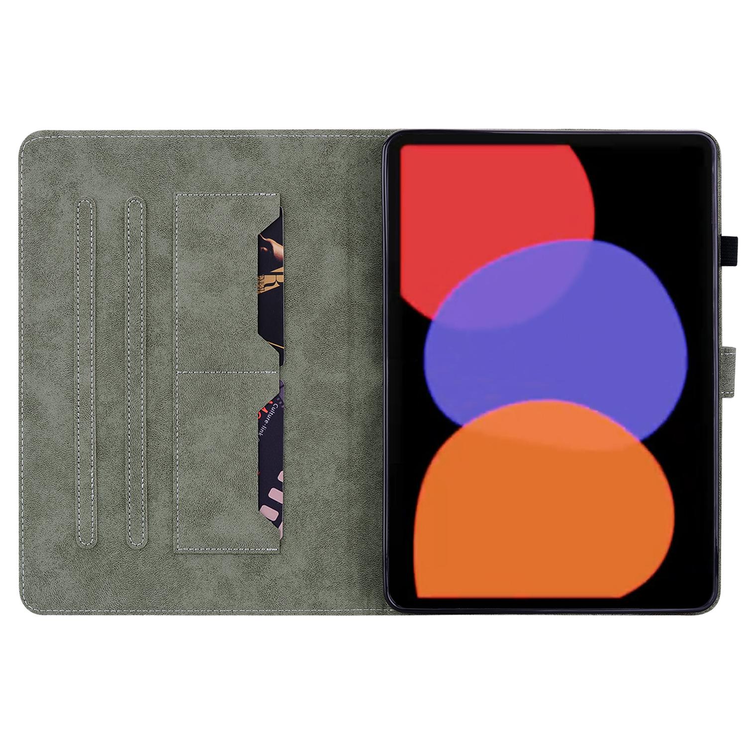 

For Xiaomi Pad 6 Auto Wake and Sleep Cute Tiger Pattern PU Leather Tablet Case Card Holder Stand Cover Black