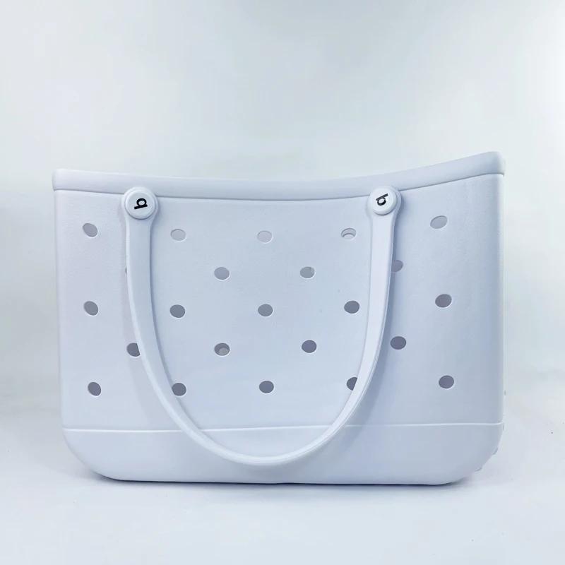 Durable Waterproof Beach Bag Storage Baskets Summer Rubber Tote Solid Color Jelly Beach Bags Sundries Organizer