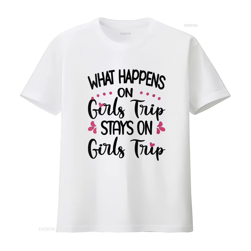 Womens What Happens On Girls Trip Stays Travel T Shirt vintage Washed streetwear Stretched Soft homme Unisex designer clothes