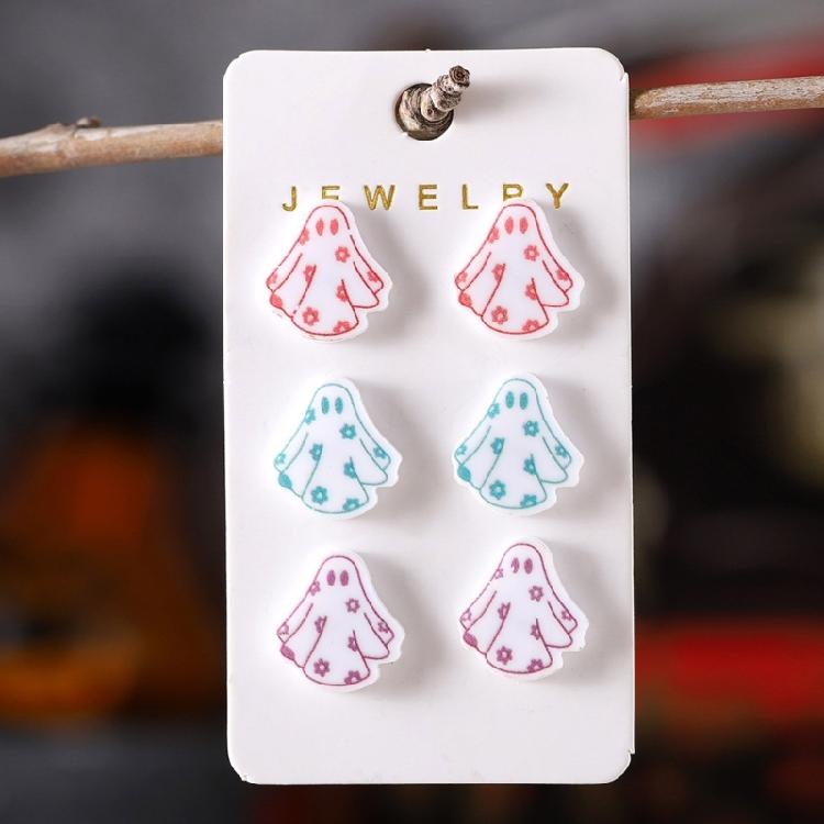 6 Paar bunte Spektralblumen-Ohrringe Gothic-Bluthandabdruck-Stecker-Ohrringe Einzigartige Ohrstecker für ein Mode-Statement