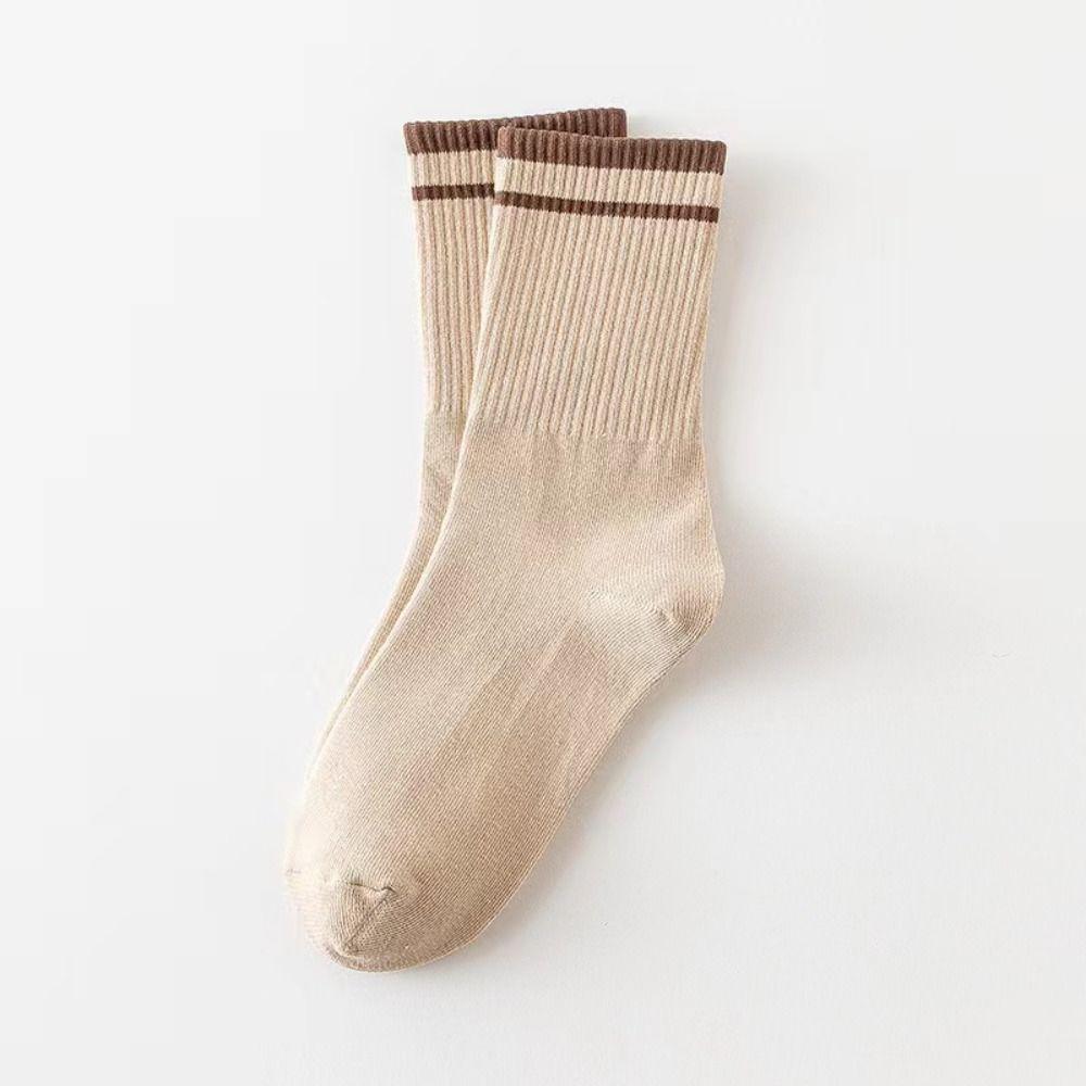 10Pairs Simple Mid-calf Socks Non-Slip Women Tube Socks Korean Style Stripe Socks  Girl