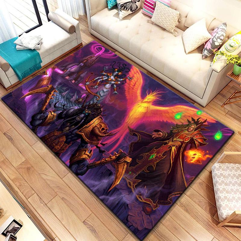 Spiel World of Warcraft Teppich für Wohnzimmerteppiche Camping Stranger Things Picknickmatte Rutschfester E-Sport-Teppich Yogamatte Fans Geschenk