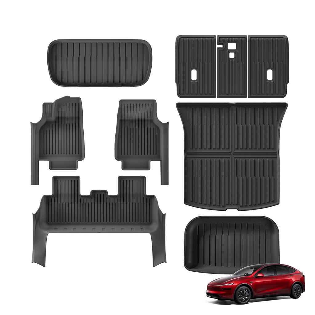Smabee for Tesla Model Y 5seats Juniper 2025 2026 Launch TPE 3D Car Floor Mats Cargo Liner Trunk Mats Backrest Pad Protection