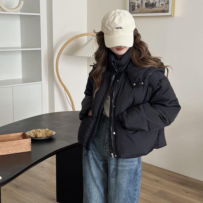 Hooded Candy Color Down Jacket Women's 2024 Winter Fashion Sweet Small Pocket White Duck Down Thickened Bread Jacket