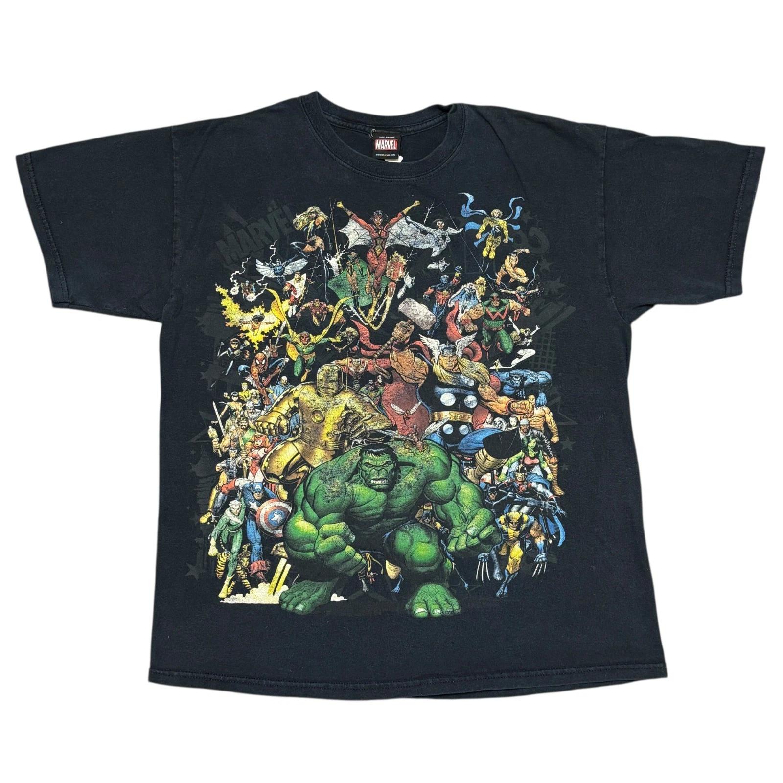 Vintage Marvel Shirt Large Y2K Movie Promo Comics Hulk Spider Man Wolverine Thor S