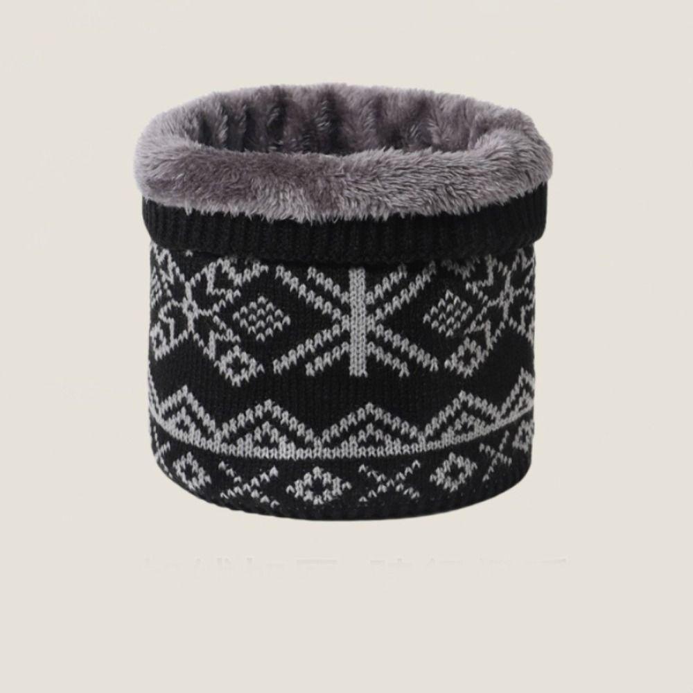 Windproof Fleece Muffler Snowflake Warm Neck Warmer Face Mask Winter Knitted Scarf  Women