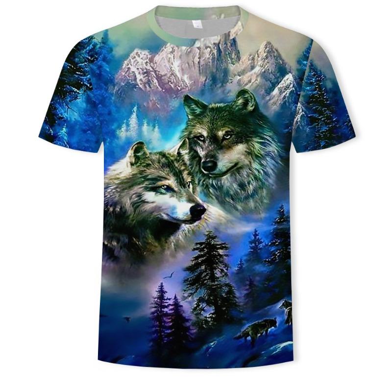 Men's 3D Printed T-Shirt Animal Pattern Printing Short Sleeve O-Neck Pullover Casual Top