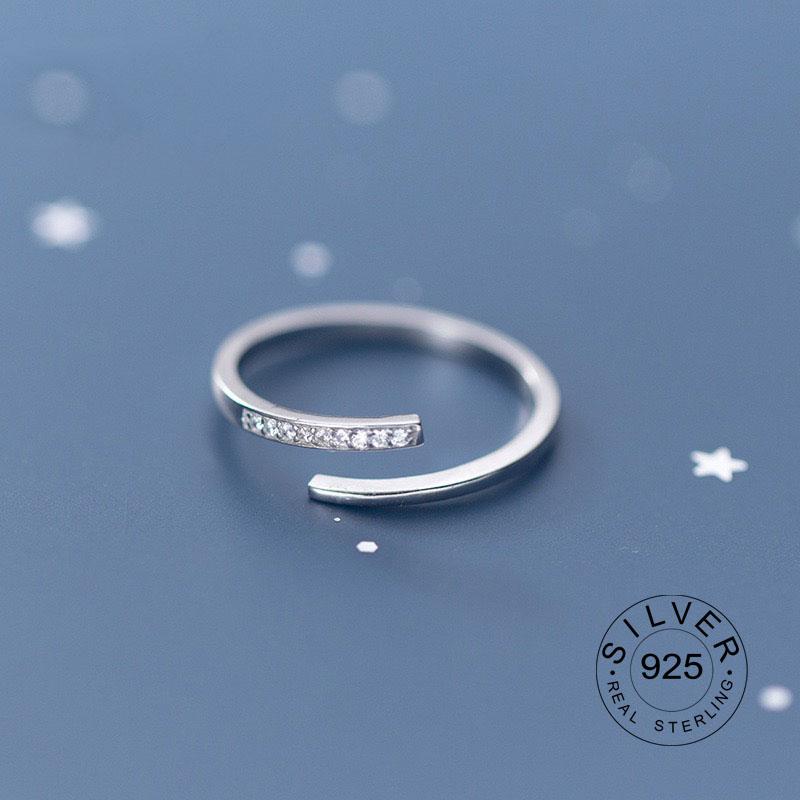 Xiaomi 925 Sterling Silver Zircon Rings For Women Geometric Fine Jewelry Finger Adjustable Geometric CZ  Ring For Party Birthday Gift