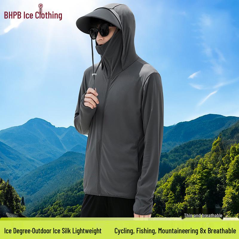 

Мужская летняя дышащая куртка из ледяного шелка для велоспорта с защитой от солнца - Легкая верхняя одежда для рыбалки на открытом воздухе 3XL темно-серого
