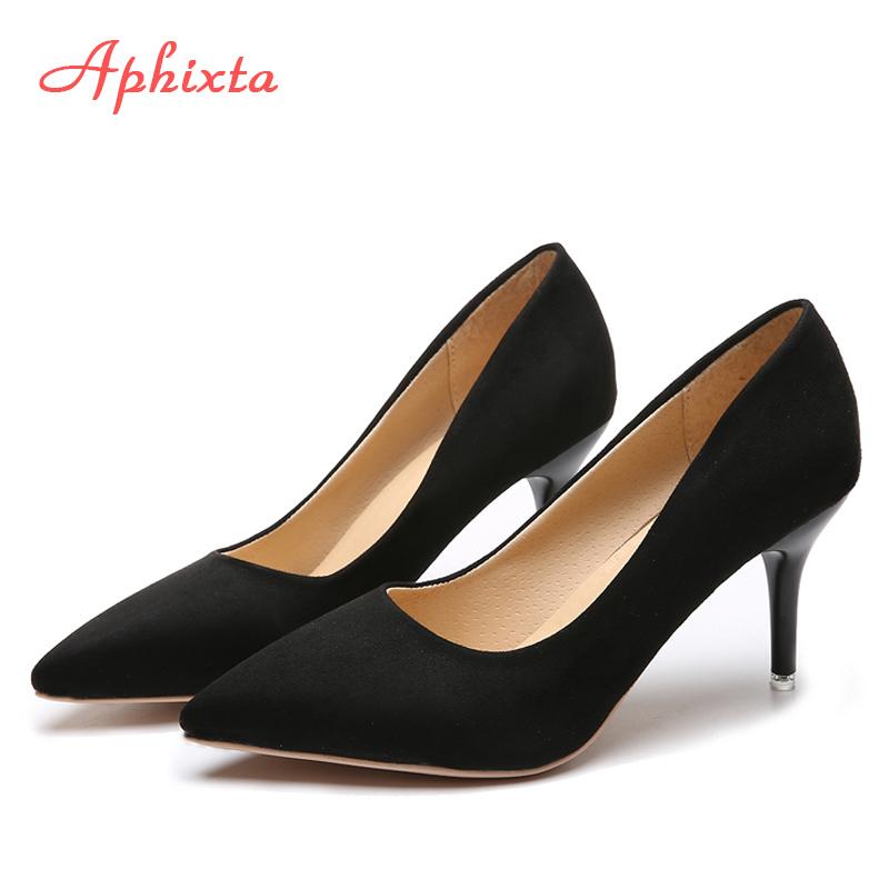 Fashion Aphixta Leopard Shoes Woman Heels Pumps High Nude 8cm Thin Heels Wedding Shoes Party Ladies Shoes Classic Pumps Big Size 44