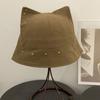 New Outdoor Cute Cat Ear Rivet Fisherman Hat Fashion Vintage Women Sunshade Bucket Hats Ruffian Handsome Versatile Panama Cap