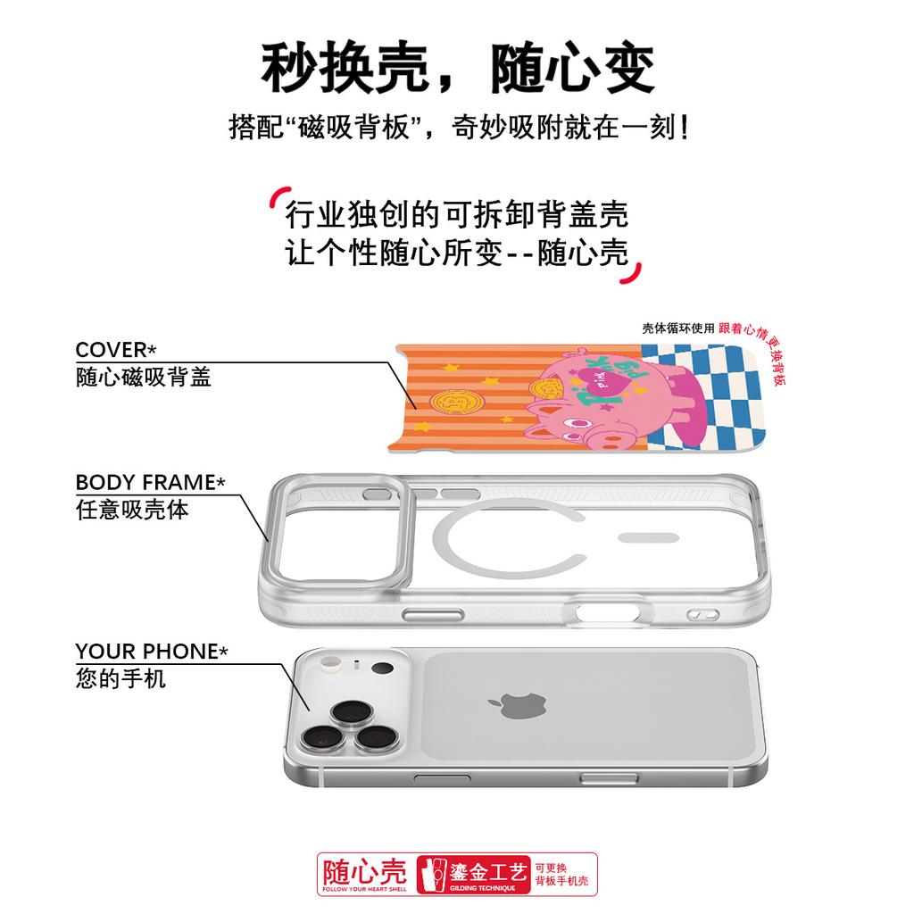 Applicable To Apple 17pro Mobile Phone Case, Advanced Sense 16 Replaceable Back Plate 15promax Magnetic Mobile Phone Case, Saving Money Pig.