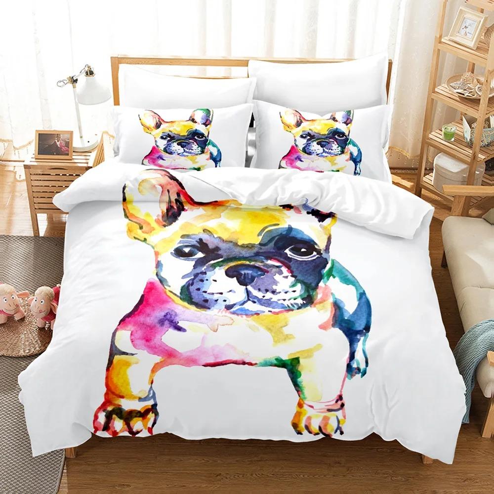Cute Dog Bedding Set Single Twin Full Queen King Size Pet Dog Bed Set Aldult Kid Bedroom Duvetcover Sets 3D Print