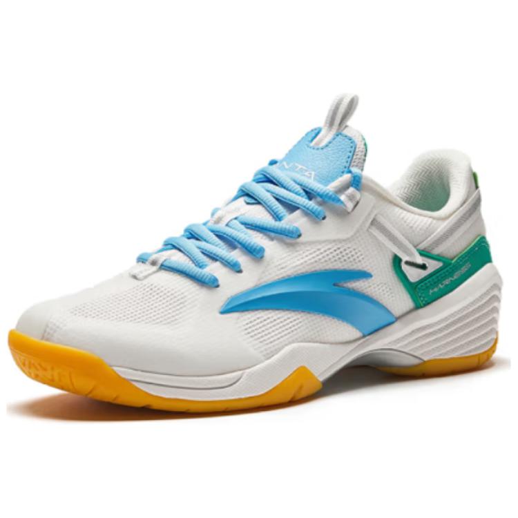 Anta Mesh Cushioning Slip Resistant Abrasion Resistant Low top Badminton Shoes Men's White Blue 912424401-1