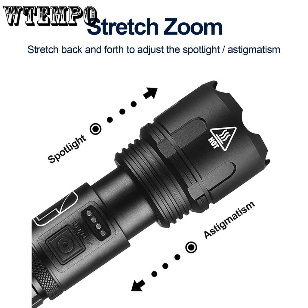 LED Strong Light Flashlight USB Charging Multi-function Outdoor Super Bright Portable Lamp with 18650 Lithium Battery P50 Flashlight