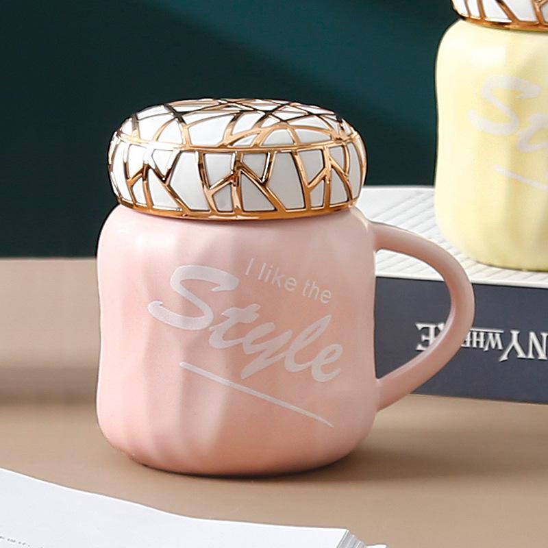 Creative ceramic bird's nest cup with lid high value trend personalized cup men's and women's gifts coffee milk drinking cup