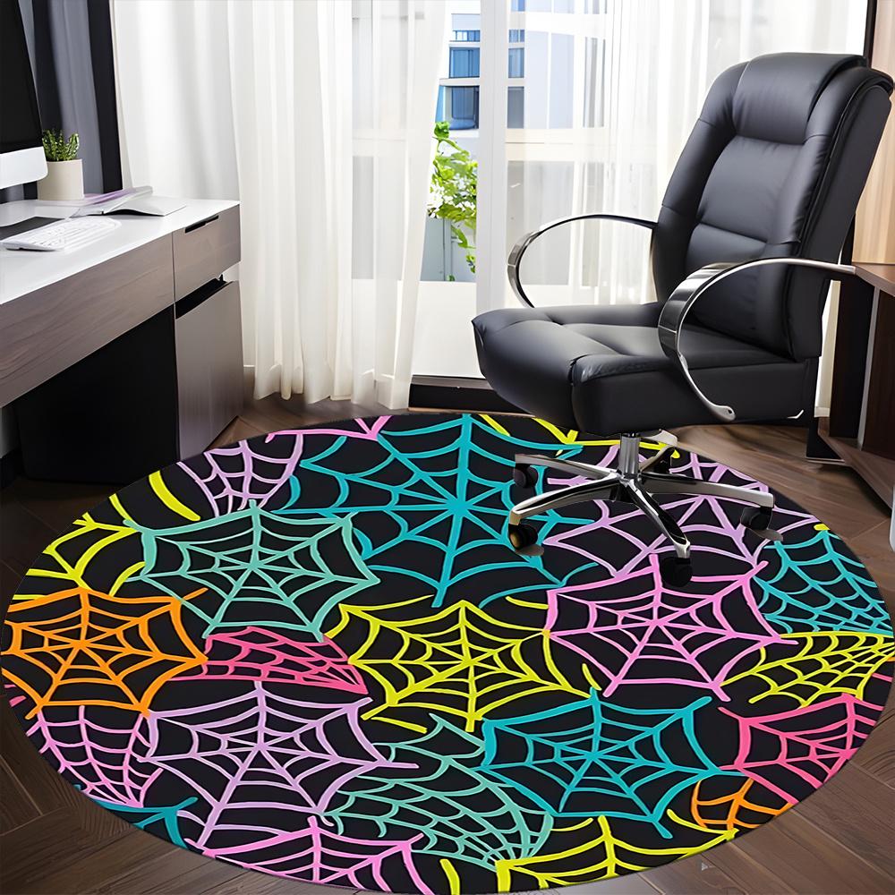 1pc Spiderwebs Halloween Office Round Area Rug, Indoor Mat Suitable ForOffice, Under Office Chairs Bedroom Living Room Home Decor, Room Decot082