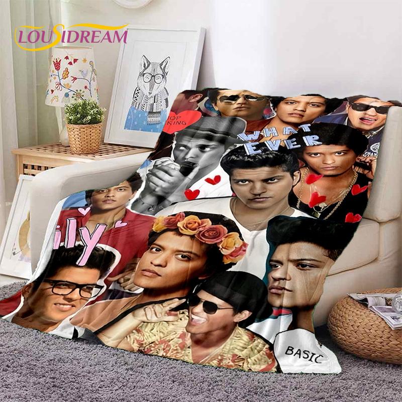 Bruno Mars 3D Singer Star Soft Flannel Blankets,Throw Blanket Comfortable Blanket for Picnic Beds Home Bedroom Cover Kids Gift