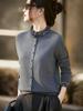French Wool Knit Cardigan with Faux Two-Piece Design - Women's Autumn/Winter Outerwear Sweater
