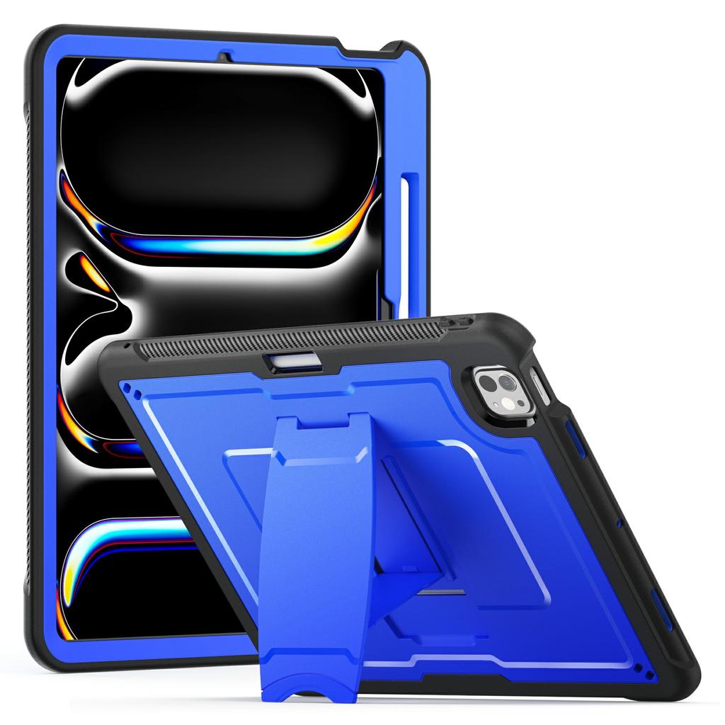 For iPad Pro 13 (2024) Case PC+TPE Tablet Cover with Hidden Zinc Alloy Kickstand