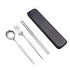 New Spoon Fork Chopsticks Set Storage Box Tableware Coffee Snack Fruit Dessert Portable Spoon Fork Chopstick Set Stainless Steel